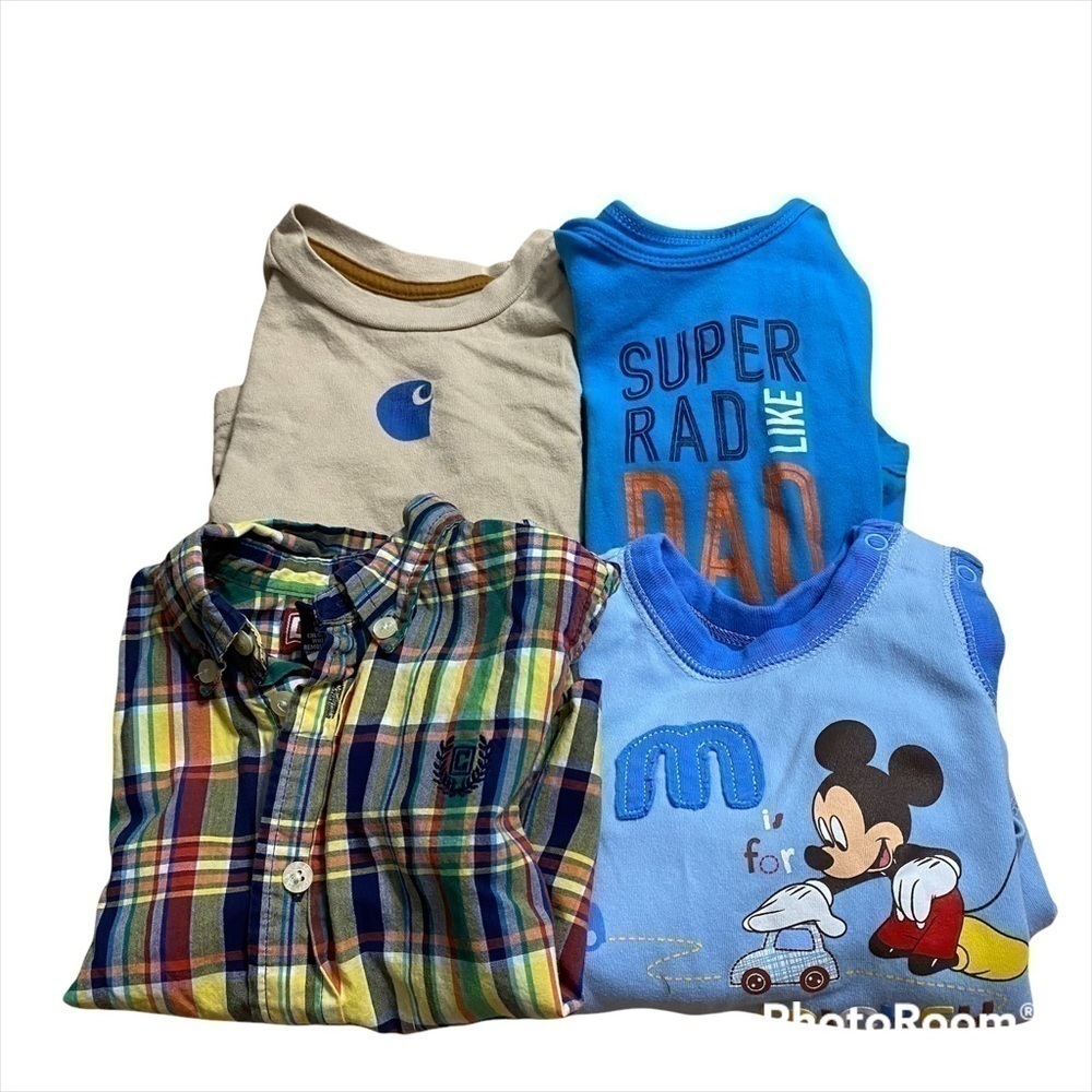 18 mos Boys Clothing Bundle Carhartt Disney Mickey Mouse  Romper Champion Button